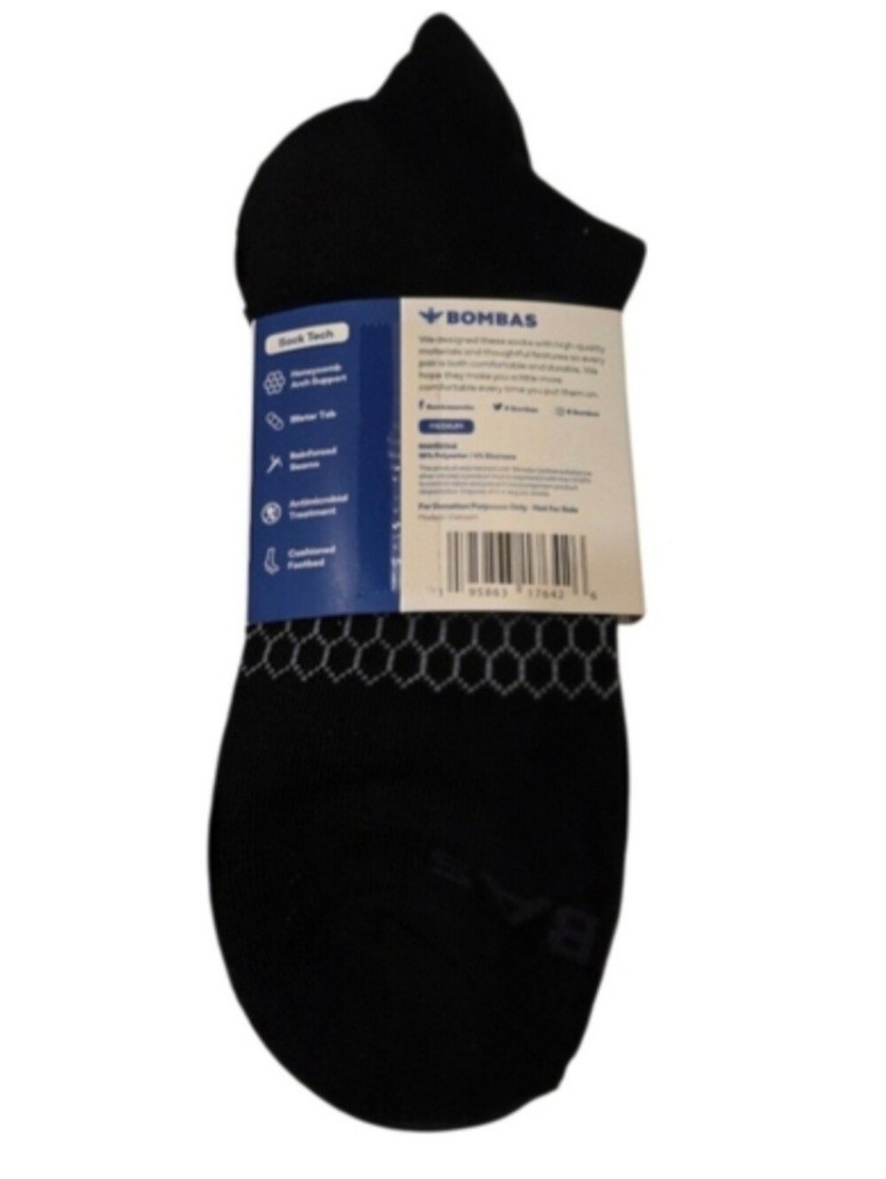 Bombas Ankle Socks Medium 5 Pair Unisex Womens & Mens Honeycomb Black/Grey BNWT - Picture 8 of 11